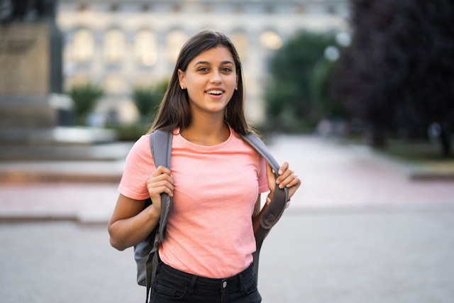 Female student with backpack